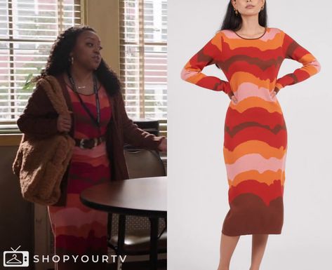 Auto Draft Check more at https://www.shopyourtv.com/abbott-elementary-season-3-episode-11-janines-striped-midi-dress/ Janine Teagues Outfit, Abbott Elementary Janine Outfits, Janine Teagues, Abbott Elementary, Escape The Night, 19 Kids And Counting, 90 Day Fiance, Brooklyn Nine Nine, Eva Longoria