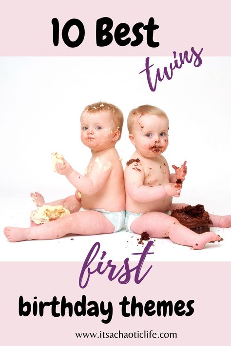 Twin 1 Year Birthday Party, Twin First Birthday Pictures, Twins First Bday Theme, First Birthday Theme For Twins, One Year Birthday Twins, Twins Bday Party Ideas, 1st Twin Birthday Ideas, Triplet First Birthday Ideas, One Year Twins Birthday