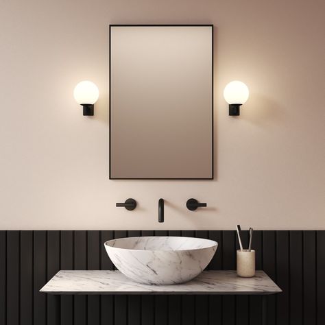 astro lighting • Instagram Astro Lighting, Relaxing Evening, Black Wall Lamps, Bathroom Wall Lights, Glass Diffuser, Globe Lights, Black Bathroom, Black Lamps, Black Walls