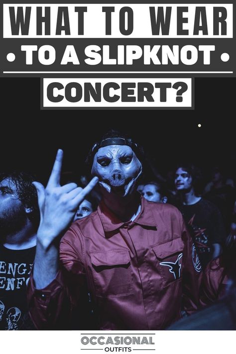 Person wearing a jumpsuit and a pig mask enjoying Slipknot's concert Slipknot Concert Outfit Ideas, Concert Outfit Metal, Slipknot Outfit Ideas, Slipknot Concert Outfit, Slipknot Outfits, Slipknot Concert, Occasional Outfits, Black Motorcycle Jacket, Black Lace Cami