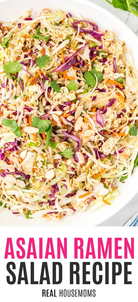 Kona Grill Asian Salad Recipe, Original Ramen Noodle Salad, Asian Bbq Sides, Korean Pasta Salad, Orential Salad With Ramen, Ramen Slaw Salad, Asian Slaw With Ramen Noodles, Raman Salad, Coleslaw With Ramen Noodles