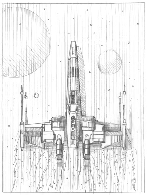 Star Wars Ship Drawing, Starwars Sketches Easy, Spaceship Drawing Sketches, X Wing Drawing, Star Wars Art Drawings Sketch, Star Wars Dibujos, Star Wars Sketches, Movie Sketches, Drawing Star Wars