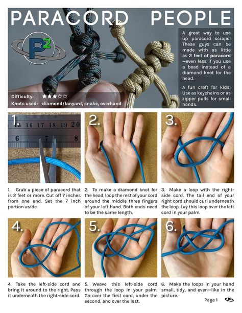 Paracord People Tutorial | Paracord Planet Paracord People Diy How To Make, Paracord Instructions, Paracord People, Paracord Projects Tutorials, Bracelets Paracord, Cord Crafts, Paracord Crafts, Paracord Projects Diy, Paracord Armband