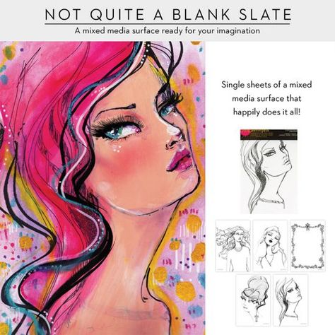 Jane Davenport Watercolors, Face Illustrations, Mixed Media Faces, Whimsical Faces, Jane Davenport, Bullet Art, Acrylic Painting Inspiration, Face Charts, A5 Journal