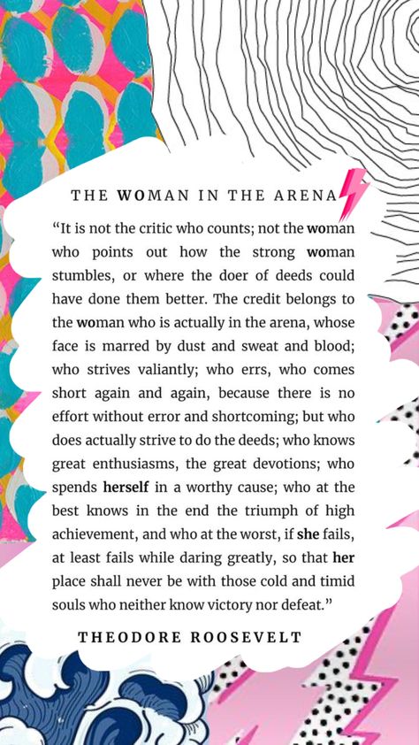 The woman in the arena #favoritequote #quote #newyear Woman In The Arena Quote, The Woman In The Arena Quote, The Woman In The Arena, Woman In The Arena, Arena Quote, Inspirational Readings, Sound Bath, The Arena, Inspirational Wallpapers