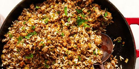 Dirty Rice Is A Louisiana Staple Dish For A Reason—Here's Why Dirty Rice Recipe, Ground Pork Recipes, Dirty Rice, Nashville Hot Chicken, Hot Chicken, Creole Recipes, Ground Pork, Southern Recipes, Rice Recipes