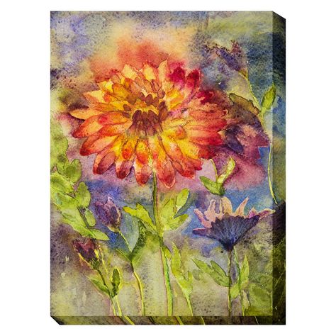 West of the Wind Zinnia Outdoor Wall Art - OU-79228 (ZINNIA) Zinnia Painting, Flower Wall Art Decor, Outdoor Canvas Art, Watercolor Backgrounds, Zinnia Flowers, Watercolour Flowers, Watercolor Poppies, Outdoor Canvas, Outdoor Wall Art