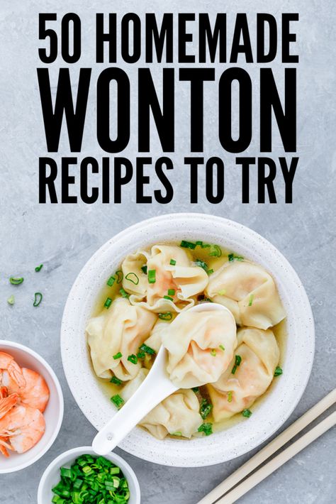 How to Make Wontons: 50 Easy Tips and Wonton Recipes Vegan Wonton Recipes, Easy Wonton Recipes, Wonton Filling Recipes, Wonton Wrapper Recipes Appetizers, Vegan Wonton, How To Make Wontons, Wonton Dumplings, Wonton Wrapper Recipes, Shrimp Wonton