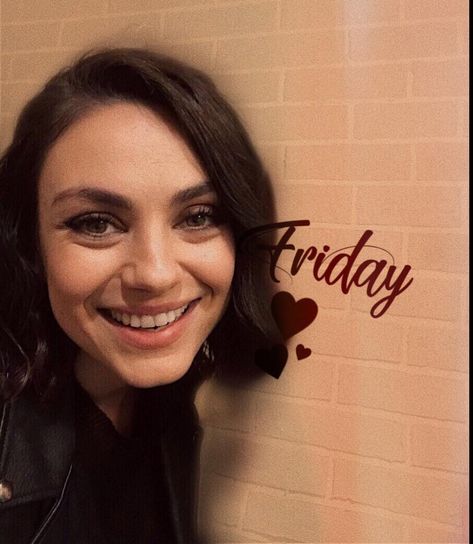 Mila Kunis  says... “It’s Friday! Whoopie!” shared to groups 11/2/18 Mila Kunis Selfie, David Draiman, Friday Yay, Selfie Picture, Christ Tattoo, Office Pictures, Mila Kunis, I Love You All, Actor Model