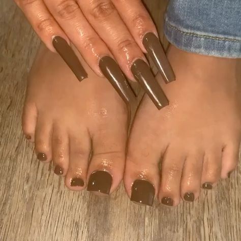 Hair And Beauty Directory’s Instagram video: “Nail technician: @nailsbymookie” Future Nails, Sweet Nails, Brown Acrylic Nails, Brown French, Gel Toe Nails, Tapered Square Nails, Acrylic Toe Nails, Acrylic Toes, Pretty Toe Nails