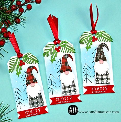 Winter Karten, Christmas Gift Tags Handmade, Xmas Tags, Stamp Card, Leaf Cards, Gift Tags Diy, Holiday Stamping, Crafts Videos, Christmas Paper Crafts