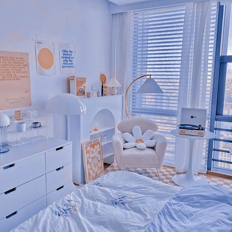 icon theme aesthetic cute soft pastel blue cream room minimalistic japanese korean ethereal Pastel Blue Korean Aesthetic, Pastel Blue Aesthetic Room Ideas, Blue Pastel Bedroom Aesthetic, All Blue Room Aesthetic, Soft Blue Room Ideas, Blue Korean Bedroom, Aesthetic Blue Room Decor Ideas, Pastel Blue Aesthetic Bedroom, Blue Themes Aesthetic