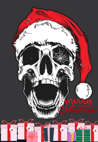 Merry Christmas Skull Ho Ho Ho via GIPHY Christmas Horror, Scary Christmas, Santa Claus Hat, Dark Christmas, Creepy Christmas, Skulls Drawing, Skull Artwork, Skull Wallpaper, Christmas Drawing