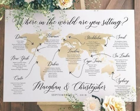 Aviation Wedding, Table Seating Chart, Wedding Table Seating, Travel Theme Wedding, Wedding Table Plan, Seating Plan Wedding, Wedding Map, Travel Theme, Seating Plan