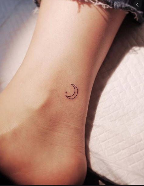 Crescent Tattoo, Half Moon Tattoo, Ankle Tattoos For Women, Crescent Moon Tattoo, Foot Tattoos For Women, Muster Tattoos, Small Girl Tattoos, Diy Tattoo, Subtle Tattoos