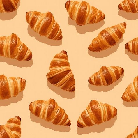 Croissant backgrounds pattern bread. AI generated Image by rawpixel. | free image by rawpixel.com / Benjamas Croissant Aesthetic Wallpaper, Bakery Images, Bread Pattern, Bread Background, Bakery Background, Croissant Logo Design, Croissant Wallpaper, Bakery Pattern, Bread Wallpaper