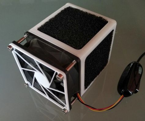 Air Purifier (active Carbon Filter) for 80mm Fan: I have decided that i wanted a better air quality in my house. In case of cats, dogs, smoke, unsufficient air circulation or whatever, an air purifier is always appreciable. Well, this is my filter! 3d Printer Enclosure, Plant Activities, Small Fan, Carbon Filter, Activated Carbon, Air Circulation, How To Get Warm, Wall Charger, Air Quality