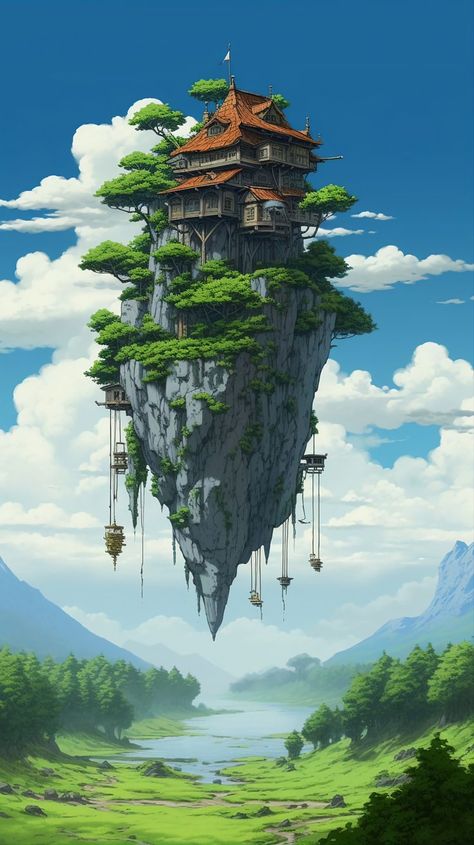 Fantasy House Illustration, Cloud Minecraft, Fantasy Inspiration Scenery, Fantasy Architecture Concept Art, Fantasy World Aesthetic, Fantasy Artwork Landscape, Evelynn League Of Legends, Hilarious Dogs, Madara Wallpaper