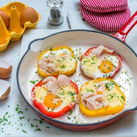 Breakfast Ham, Pepper Rings, Clean Breakfast, Clean Foods, Bon Apetit, Eggs In Peppers, Breakfast Keto, Healthy Plate, Clean Eating Challenge