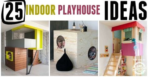 Indoor Playhouses are great for imaginative play, timeless creative games and a lot of fun. You will find your favorite playhouse in this list for sure. Playhouse In Basement, Diy Playhouse Indoor, Closet Playhouse, Basement Playhouse, Playhouse Interior Ideas, Indoor Tree House, Playhouse Diy, Playhouse Indoor, Playhouse Interior