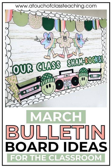 Whether you are looking for a student made or quick and easy March bulletin board, this post has you covered. I share some of my best St. Patrick's Day bulletin board ideas, plus a free St. Patrick's craft that can be used for a bulletin display. March Bulliten Boards, March School Bulletin Board Ideas, March Bulletin Board Ideas For Work, March Kindness Bulletin Board, St Patricks Day Bulletin Board School, March Classroom Door Ideas, Lucky Bulletin Board Ideas, At Patrick’s Day Bulletin Board, March Is Reading Month Bulletin Board