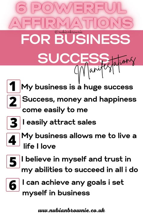 Say this affirmation daily for business success! Business affirmations business success, business affirmation, small business motivation Manifestation For Success, Positive Affirmation For Success, Daily Affirmation For Success, Daily Affirmations For Success, Best Affirmations For Success, Affirmation For Money, Small Daily Affirmations, Manifestations For Success, Motivational Quotes For Success Business Positive Affirmations