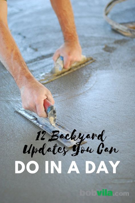 12 backyard updates you can do in a day Easy Backyard Updates, Unattached Patio Ideas, Easy Backyard Upgrades, Backyard Redo On A Budget, Simple Landscape Ideas Front Yard Budget Small Gardens, Simple Backyard Landscape, Diy Patio Ideas On A Budget How To Build, Backyard Beach Diy, Patio Diy On A Budget