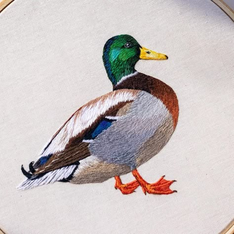 Duck Embroidery, Bullion Embroidery, Bicycle Painting, Digital Embroidery Patterns, Animal Embroidery Designs, Diy Embroidery Patterns, Basic Embroidery Stitches, Border Embroidery Designs, Bird Embroidery