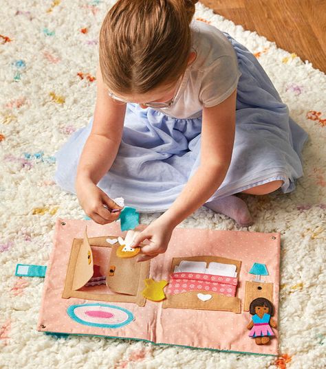 How To Make Fabric Doll House to Go Online | JOANN Sewing Doll And House Template, Diy Felt Doll House, Felt Doll House Pattern Free, Fabric Doll House Pattern Free Printable, Handmade Gifts For Children, Fabric Paper Dolls, Fabric Toys Diy, Miniature Camping, Felt Dollhouse