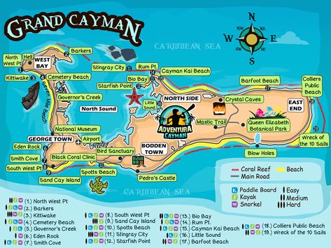 Georgetown Grand Cayman, Grand Cayman Island, Cayman Island, Adventure Map, Grand Cayman, Caribbean Cruise, Interactive Map, Caribbean Sea, Cozumel