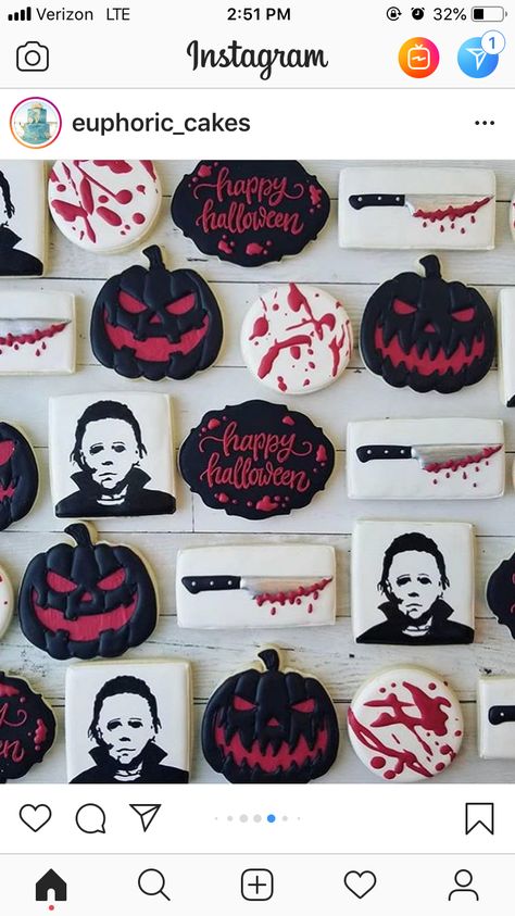 Horror Cookies, Halloween Cookie Designs, Baked Dinner, Halloween Baking, Fall Cookies, Cookie Inspiration, Halloween Cookies, Fun Cookies, Cookie Designs