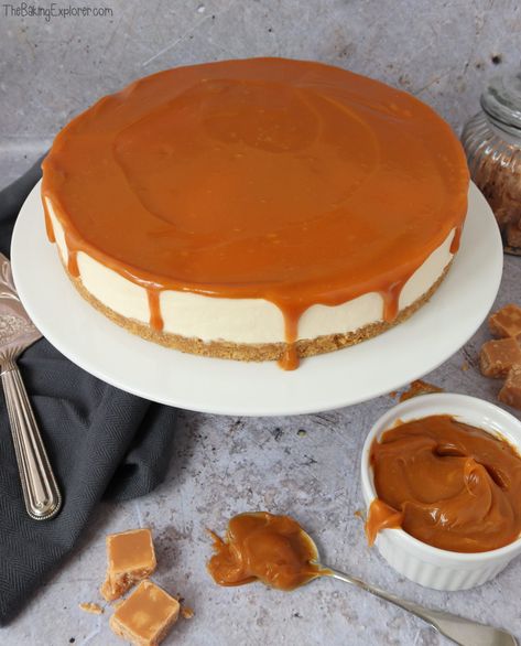 Salted Caramel Cheesecake Butter Caramel Cheesecake, Fridge Cheesecake Recipes, Cheesecake Recipes Caramel, Salt Caramel Cake, No Bake Salted Caramel Cheesecake, Cheesecake Salted Caramel, Carmel Cheesecake, No Bake Caramel Cheesecake, Cheesecake Caramel