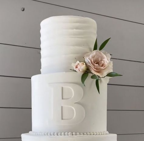 Simple Wedding Cake Fondant Letter Wedding Cake Fondant, Fondant Letters, Cake Roses, Fondant Wedding Cakes, Wedding Cake Roses, Cake Fondant, Simple Wedding Cake, Fondant Cakes, Simple Wedding