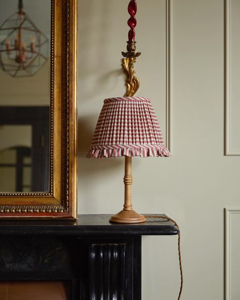 Our Striped Cross Cherry Lampshade – a timeless addition to your home. With its hand-pleated detail and warm cherry tones, it brings a subtle elegance to any space. Perfect for creating a cosy, inviting glow as the evenings draw in. ✨ #ImogenPopeLondon #HandmadeLampshades #CosyInteriors #interiordesign #interiors #london #dreaminterior #lampshade #lampshades Table Lamps Uk, Handmade Lampshades, Fixture Table, Simple Room, Table Light, Woven Cotton, Embroidered Silk, Light Fittings, Lampshades