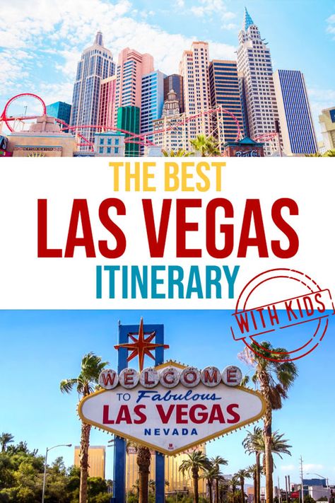 The Best Las Vegas Family Itinerary - Happiness Travels Here Vegas Itinerary, Vegas With Kids, Family Vacations Usa, Las Vegas Itinerary, Las Vegas With Kids, Travel Apps, Cheap Places To Travel, Las Vegas Vacation, Vegas Vacation