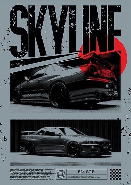 Nissan Skyline R34 GTR Poster Nissan Skyline Poster, Nissan Skyline Gtr R34 Wallpapers, Gtr Skyline R34, Nissan Gtr 34, Gtr Poster, Gtr R34 Skyline, Car Profile, R34 Skyline Gtr, Skyline Gtr R35