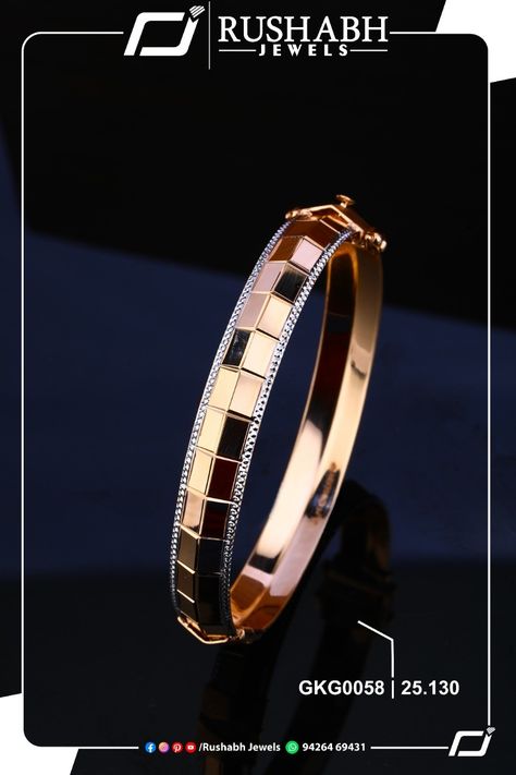 Gents Kada Design In Gold, Gold Kappu, Punjabi Kada, Gents Kada, Mens Bracelet Gold Jewelry, Man Gold Bracelet Design, Gents Bracelet, Gold Kada, Jewelry Knowledge