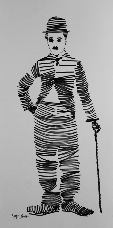 Pen Art Work, 3d Art Drawing, White Drawing, Doodle Art Designs, Pencil Art Drawings, Art Drawings Sketches Creative, Charlie Chaplin, Black And White Drawing, Silhouette Art