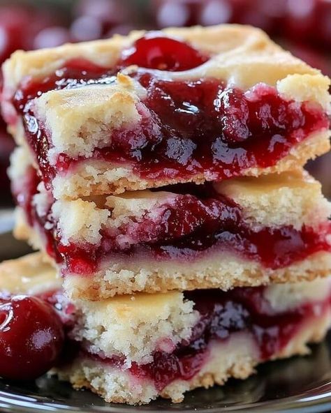 Cherry Bliss Bars, Recipes With Amarena Cherries, Canned Cherry Pie Filling Desserts, Almond Cherry Bars, Christmas Cherry Bars Recipe, Christmas Cherry Desserts, Christmas Dessert Fruit, Cherry Cream Cheese Bars, Marishino Cherry Recipes