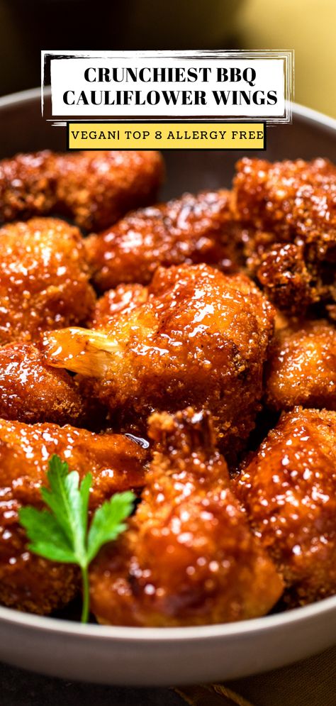 Vegan Fried Cauliflower Wings, Air Fried Cauliflower Wings, Vegan Fried Cauliflower, Crispy Cauliflower Wings, Bbq Cauliflower Wings, Vegan Cauliflower Wings, Vegan Bbq Sauce, Vegan Wings, Bbq Cauliflower