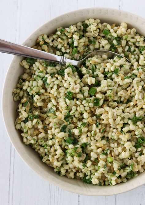 A versatile and delicious warm pearl barley salad with mustard, lemon juice and fresh garden herbs. Barley Salad Recipes, Pearl Barley Salad, Barley Recipes, Pearled Barley, Nordic Recipe, Barley Risotto, Barley Recipe, Barley Salad, Garden Herbs