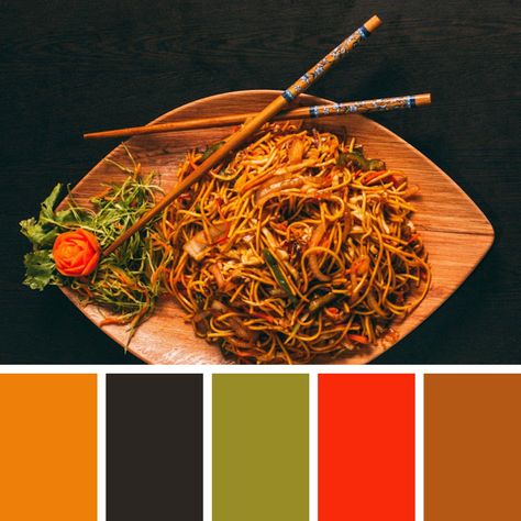 Ramen Color Palette, Asia Color Palette, Spicy Color Palette, Garlic Egg Noodles, Ramen Branding, Food Colors Palette, 3d Commercial, Spicy Chilli, Food Inspired