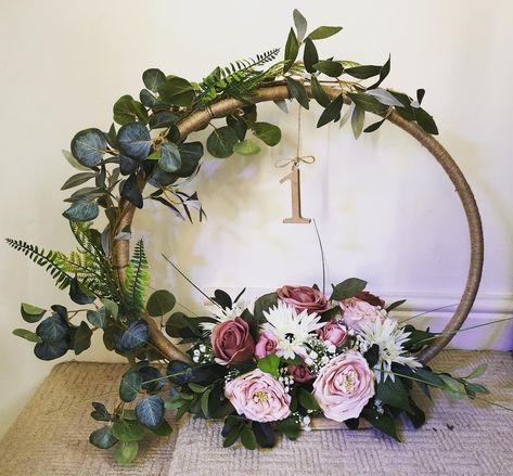 Hoop Decor, Wedding Centrepiece, Wedding Hoop, Madison Wedding, Unique Flower Arrangements, Eucalyptus Garland, Wedding Floral Centerpieces, Flower Arrangements Simple, Shabby Chic Wedding