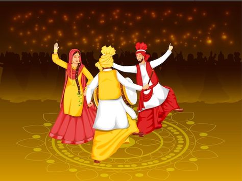 Dhol Instrument, Punjab Dance, Dance Illustration, Bhangra Dance, Vector Graphics Illustrations, Happy Lohri, Dance Images, Free Vector Illustration, Free Vectors