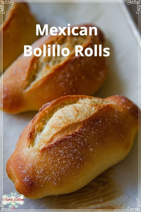 This easy Mexican bolillos recipe will deliver crusty oval rolls that your familia will love. Learn how to make these traditional bread at home, nothing beats the aroma of freshly baked bread, plus my recipe requires very little kneading. | how to make Mexican bolillo bread | yummy Mexican bread | Sweet Mexican Bread, Bolio Bread, Masa Bread Recipe, Bolillos Recipe Mexico, Mexican Rolls, Mexican Bolillos, Mexican Breads, Bolillo Recipe, Mexican Dessert Recipes Easy