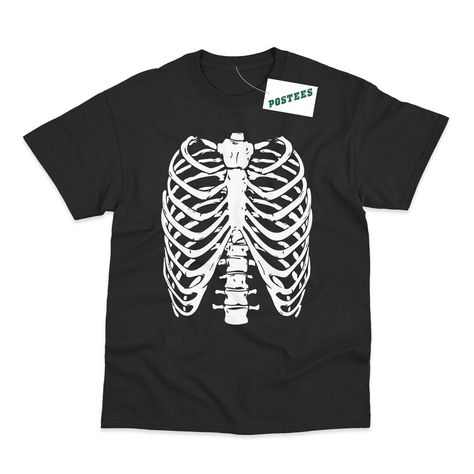 Ribcage Halloween Costume T-Shirt Ribcage Shirt, Ribcage Design, Skeletal System, Easy Halloween Costumes, T Shirt Costumes, American Shirts, Jersey Tee, Rib Cage, Cotton Thread