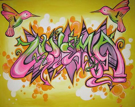 Custom Girly Graffiti Art on Canvas on Etsy.com Girly Graffiti Art, Pretty Graffiti, Girly Graffiti, Coloring Stuff, Graffiti Letters, Graffiti Font, Graffiti Wall, Graffiti Lettering, Clueless