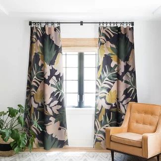 Green Patterned Curtains, Tropical Window Treatments, Target Curtains, Bold Curtains, Apartment Bedrooms, Tropical Curtains, Curtains Rods, Dark Jungle, Leaf Curtains