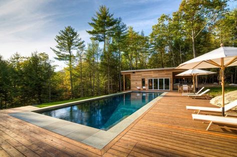 Teak Pool Deck, Deck Off Back Of House With Pool, Wood Deck Around Pool, Pool With Wood Deck, Pool With Wooden Deck, Concrete Pool Coping, Wooden Pool Deck, Wood Pool Deck, Stone Pool Coping