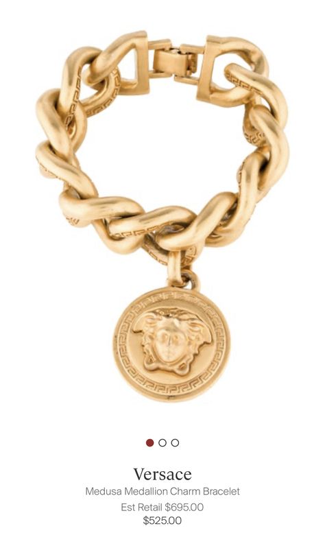 Versace Medusa Medallion Charm Bracelet  The Real Real Medusa Medallion, The Real Real, Real Real, Versace, Gold Bracelet, Charm Bracelet, Bracelet, Gold